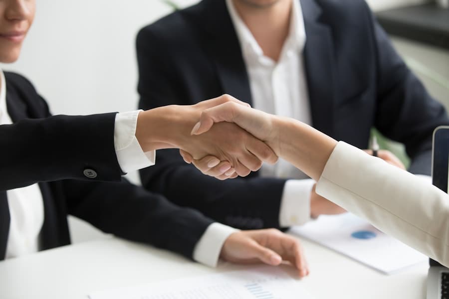 Insurance consultation handshake