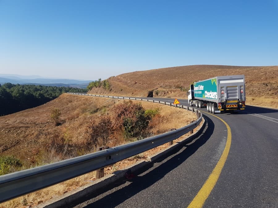 Corporate logistics truck on road
